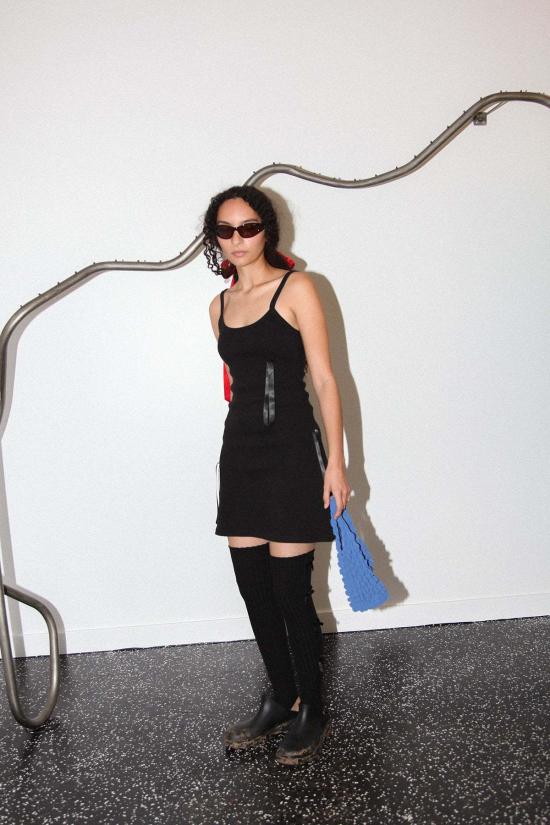  케이코 양말 Kk Co Giu Giu X Kk Co Bow Down 데미 포인트 레그 워머 블랙 - KKCO