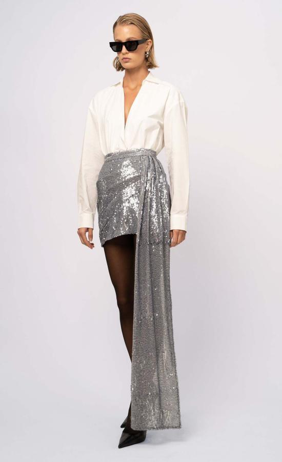  논살란트 레이블 숏 스커트 넌캐럴런트 라벨 아디 스커트 퀵실버 - NONCHALANT LABEL