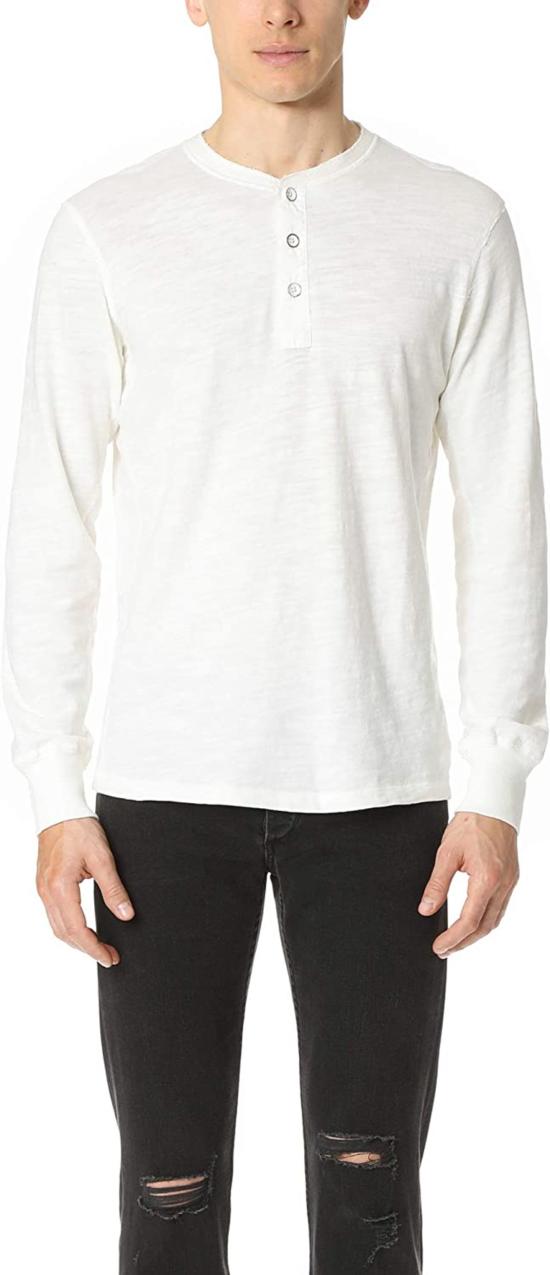  랙앤본 긴팔 티셔츠 Rag & Bone 베이직 롱슬리브 헨리 솔리드 화이트