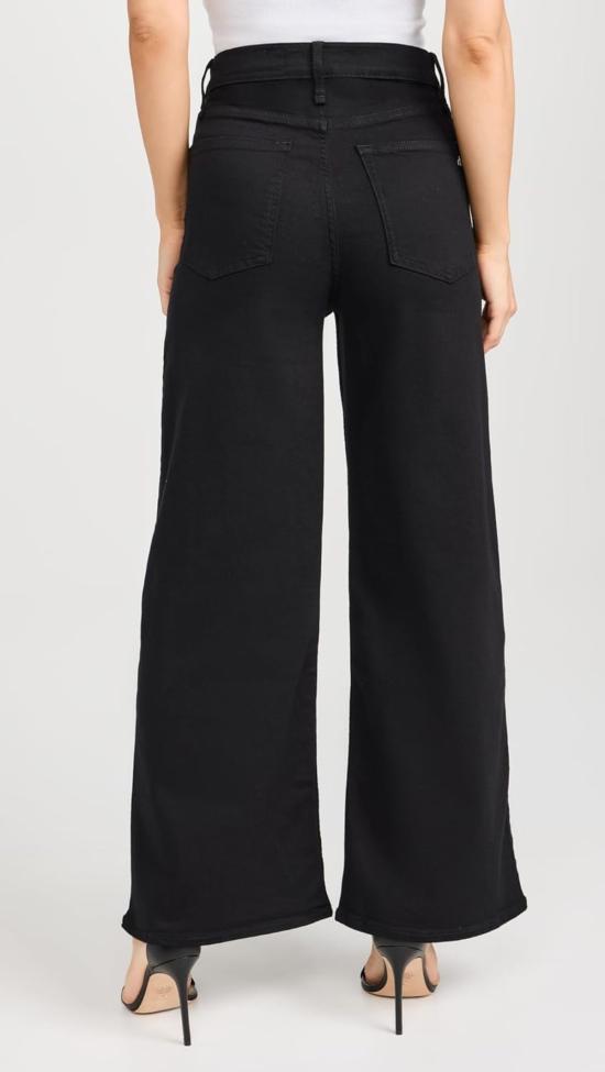  랙앤본 데님 숏팬츠 Rag & Bone Flexi Sofie 하이라이즈 와이드 레그 진 블랙 - RAG & BONE