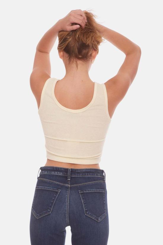  블루&크림 민소매 티셔츠 조 크롭 탱크 비치 옐로우 - BLUE&CREAM