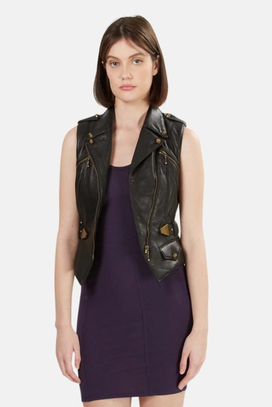  알렉산더 왕 베스트 벨트가 달린 가죽 조끼 블랙 - ALEXANDER WANG