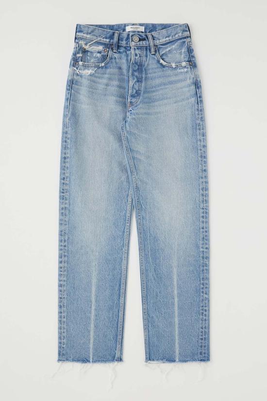  마우지 데님 스커트 Moussy Ashleys 와이드 스트레이트 진 라이트 블루 - MOUSSY