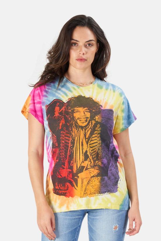  MadeWorn 반팔 티셔츠 Made Worn Jimi Hendrix 티셔츠 레인보우 타이 다이 - OTHER BRANDS