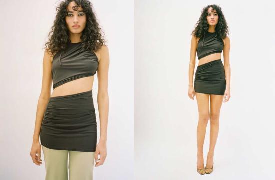  이오네스 숏 원피스 이오안네스 가나슈 스파이럴 랩 드레스 브라운 - IOANNES