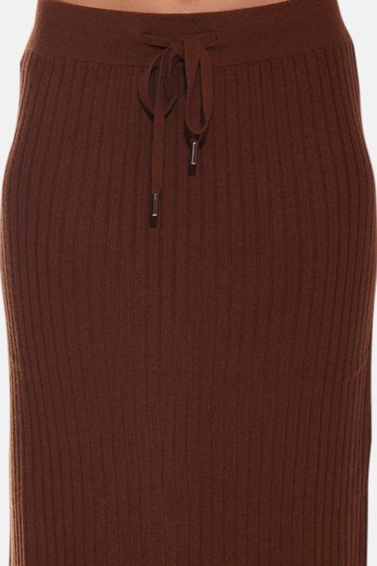  더 타일 클럽 롱 스커트 타일 클럽 거트루드 리브 맥시 스커트 브라운 - THE TILE CLUB