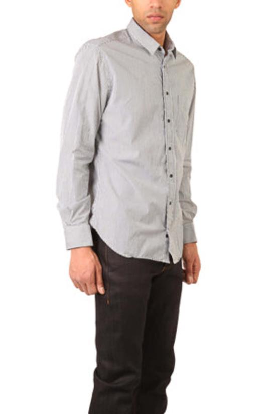  Blue&Cream 긴팔 셔츠 블루&크림 핀포인트  블랙/화이트 스트라이프 - BLUE&CREAM