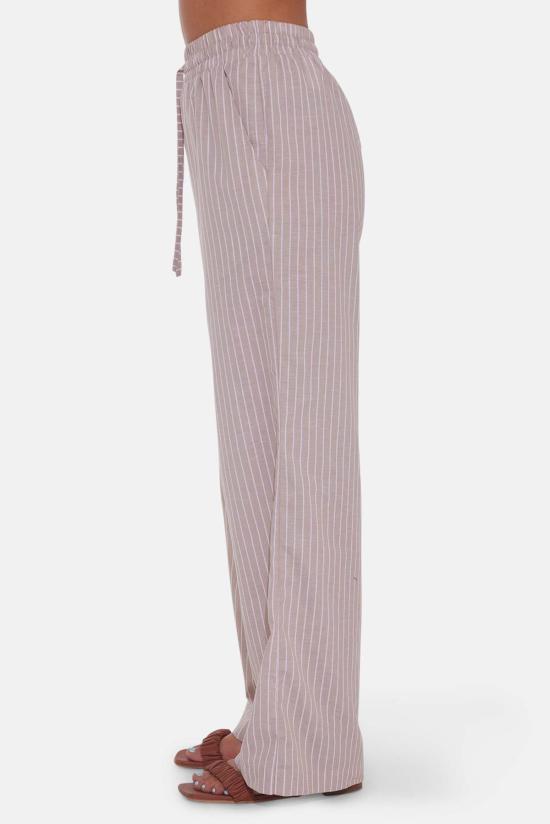  더 타일 클럽 스트레이트 팬츠 타일 클럽 쥘스 코튼/리넨 팬츠 베이지 스트라이프 - THE TILE CLUB