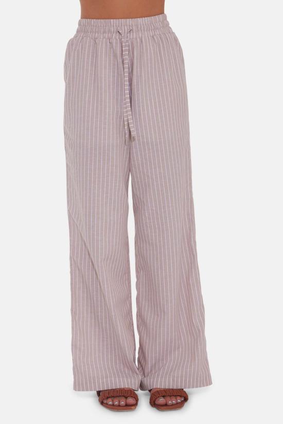  더 타일 클럽 스트레이트 팬츠 타일 클럽 쥘스 코튼/리넨 팬츠 베이지 스트라이프 - THE TILE CLUB