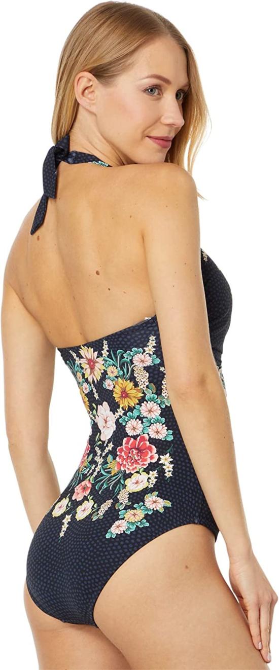  조니 와스 원피스 수영복 조니 워즈 트위스트 키홀 홀터넥 원피스 멀티컬러 - JOHNNY WAS