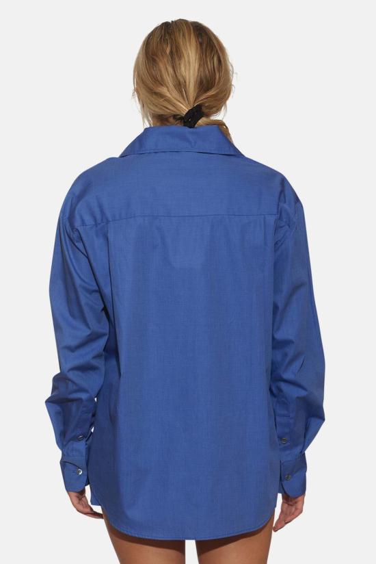  더 타일 클럽 셔츠 타일 클럽 릴리 팝린 보이프렌드 셔츠 다크 샴브레이 - THE TILE CLUB