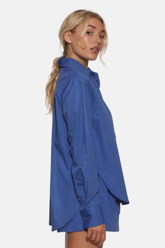  더 타일 클럽 셔츠 타일 클럽 릴리 팝린 보이프렌드 셔츠 다크 샴브레이 - THE TILE CLUB