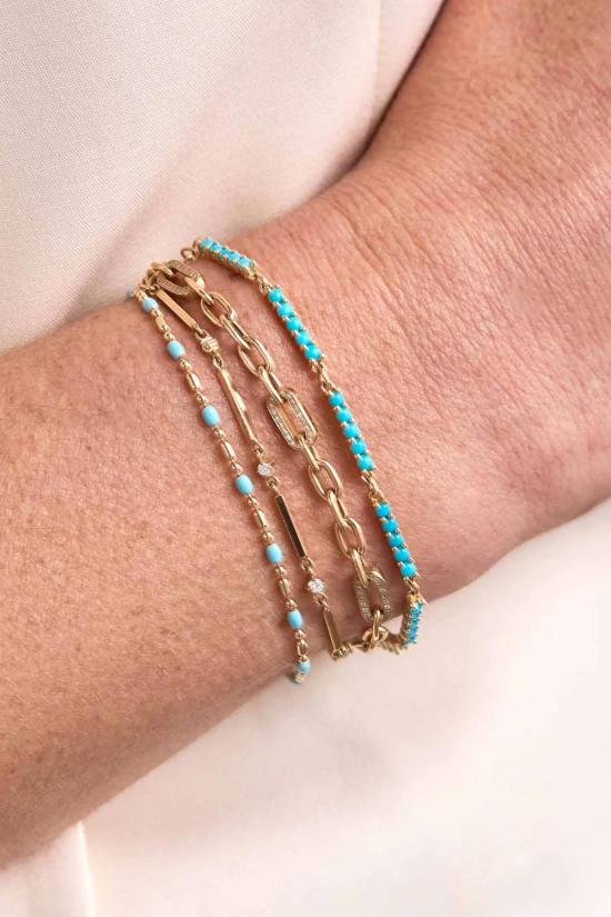  Zoe Chicco 팔찌 조이 치코 터크 에나멜 튜브 바 체인 브레이슬릿 옐로우 골드 - OTHER BRANDS