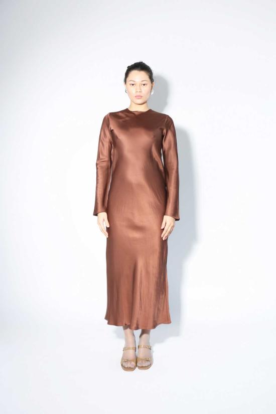  베이스레인지 미디 원피스 베이스렌지 디딘 드레스 다크 브라운 - BASERANGE