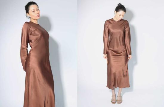  베이스레인지 미디 원피스 베이스렌지 디딘 드레스 다크 브라운 - BASERANGE