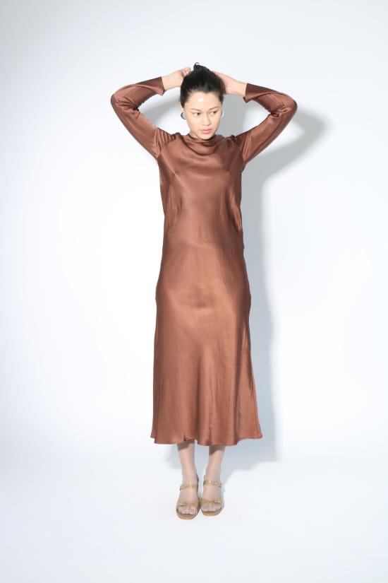  베이스레인지 미디 원피스 베이스렌지 디딘 드레스 다크 브라운 - BASERANGE