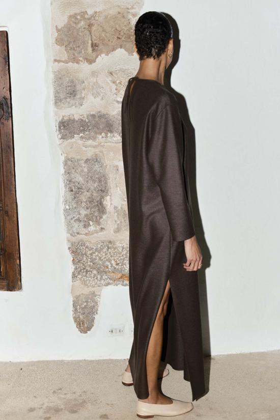  다두라 롱 원피스 다투라 보일드 울 아바 드레스 모카 - DATURA