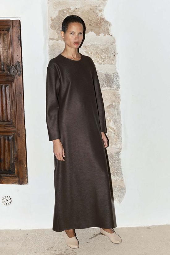  다두라 롱 원피스 다투라 보일드 울 아바 드레스 모카 - DATURA