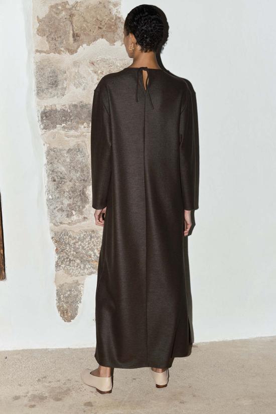  다두라 롱 원피스 다투라 보일드 울 아바 드레스 모카 - DATURA