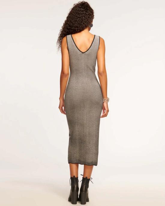  Ramy Brook 숏 원피스 Adeline 바디콘 미디 드레스 블랙/화이트 스트라이프 - OTHER BRANDS