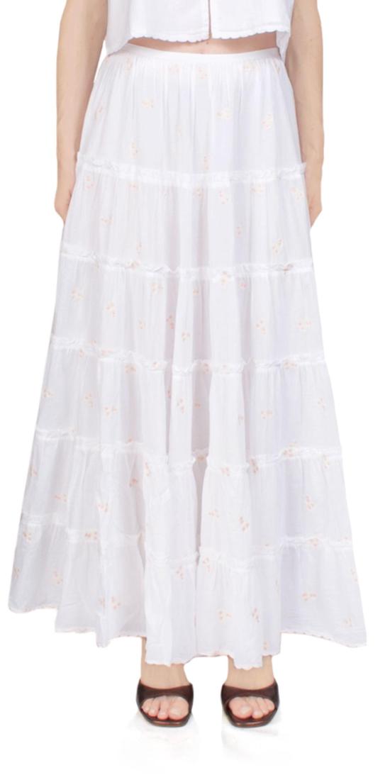  차오 루시아 롱 스커트 Ciao Lucia Coralie 자수 스커트 화이트