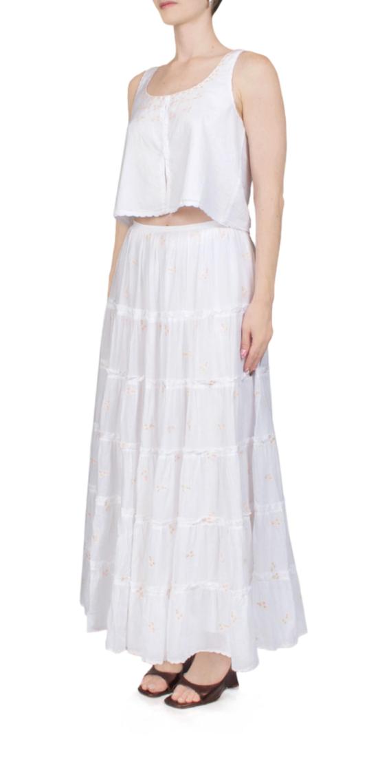  차오 루시아 롱 스커트 Ciao Lucia Coralie 자수 스커트 화이트 - CIAO LUCIA