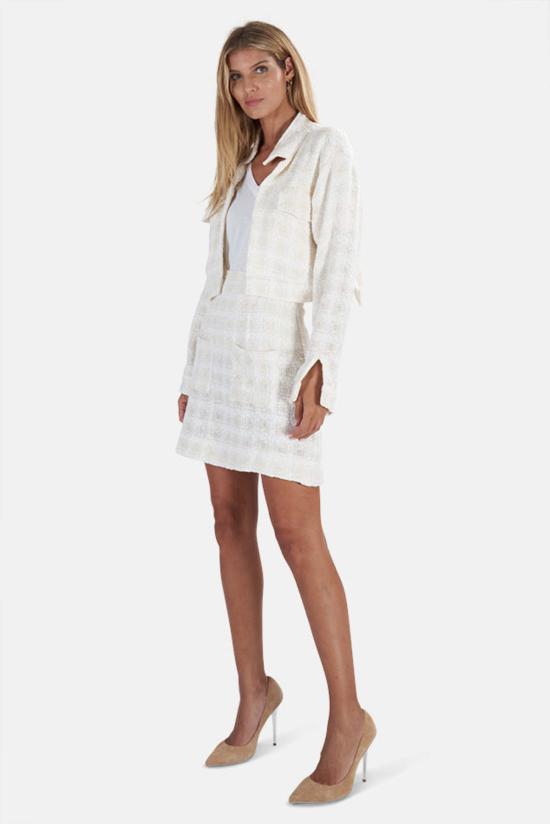  블루&크림 자켓 크롭 트위드 재킷 화이트 - BLUE&CREAM