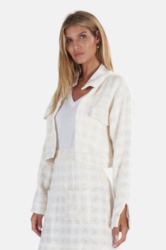  블루&크림 자켓 크롭 트위드 재킷 화이트 - BLUE&CREAM