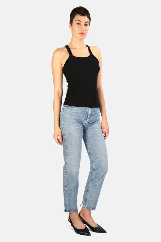  리던 민소매 티셔츠 리/던 리브 탱크 블랙 - RE/DONE