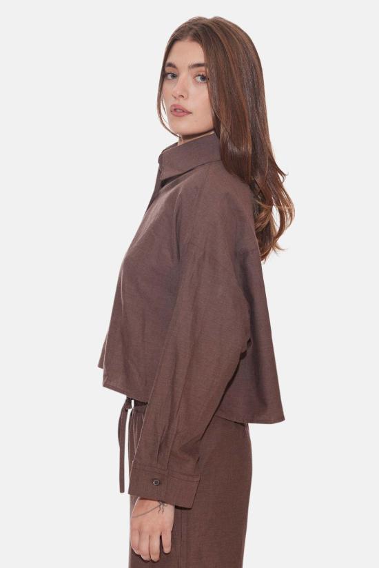  The Tile Club 후드 티셔츠 타일 클럽 샤또 트윌 크롭 셔츠 브라운 - THE TILE CLUB
