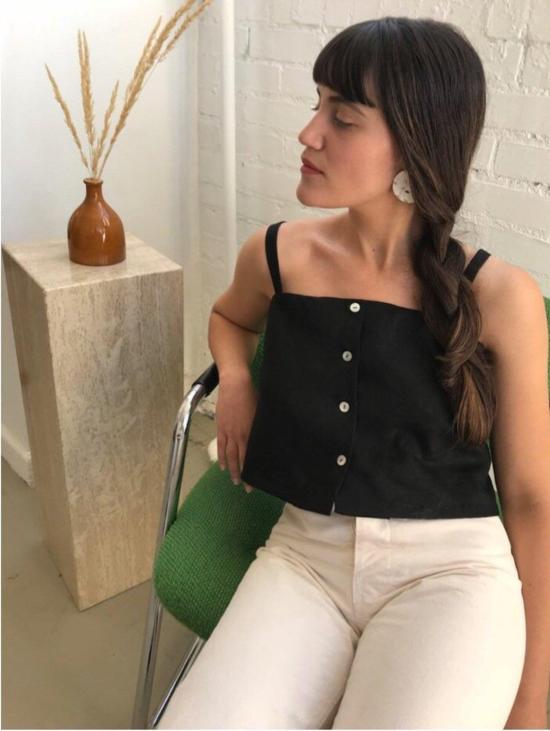  코코볼로 민소매 티셔츠 웨이버리 탱크 블랙