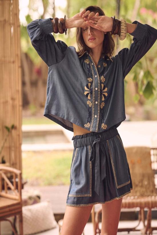  캐롤리나 케이 블라우스 캐롤라이나 K 엘리사 셔츠 라이트 다크 블루