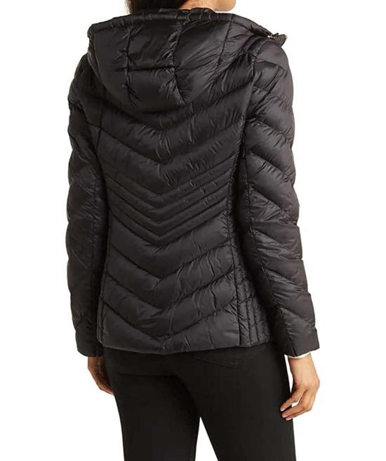  마이클 코어스 숏패딩 마이클 코스 셰브론 숏 패커블 재킷 블랙 - MICHAEL KORS