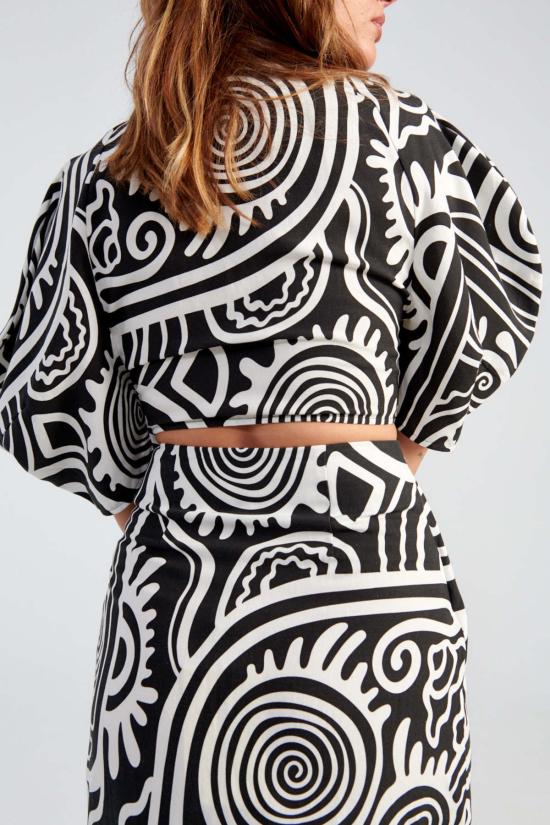  마라 호프만 민소매 티셔츠 Mara Hoffman Navya 탑 블랙 프린트 - MARA HOFFMAN