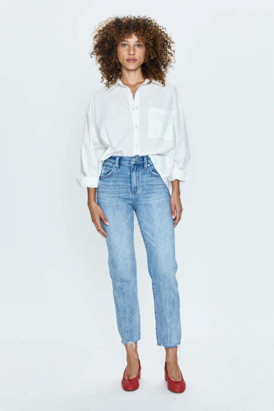  피스톨라 데님 팬츠 먼로 크롭 하이 라이즈 시가렛 크롭 모네 빈티지 - PISTOLA