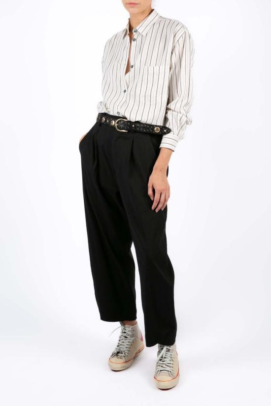  amannna 스트레이트 팬츠 아마나 보임 플리츠 팬츠 블랙 - OTHER BRANDS