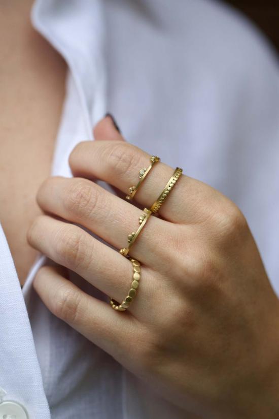  아난다 칼사 주얼리 반지 아난다 칼사 사이드 트리오 밴드 링 골드 - ANANDA KHALSA JEWELRY