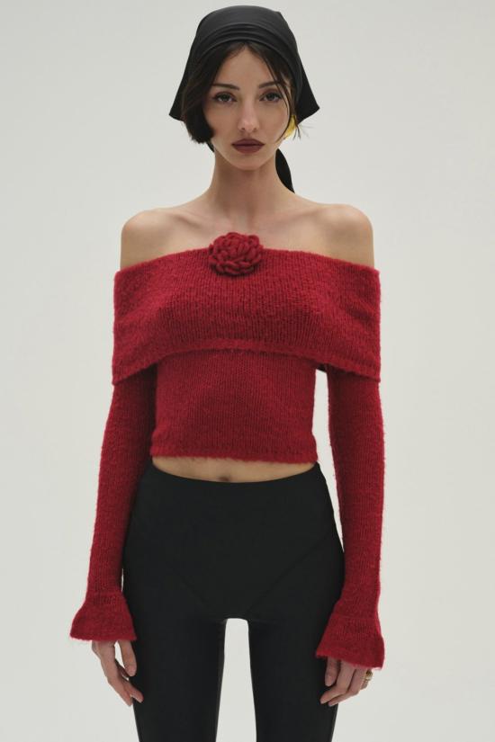  포러브앤레몬스 스웨터 For Love & Lemons 아스펜 니트 탑 레드