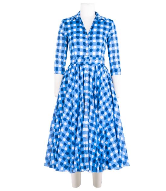  사만다 성 롱 원피스 Samantha Sung Aster 드레스 화이트/스카이 블루 - SAMANTHA SUNG