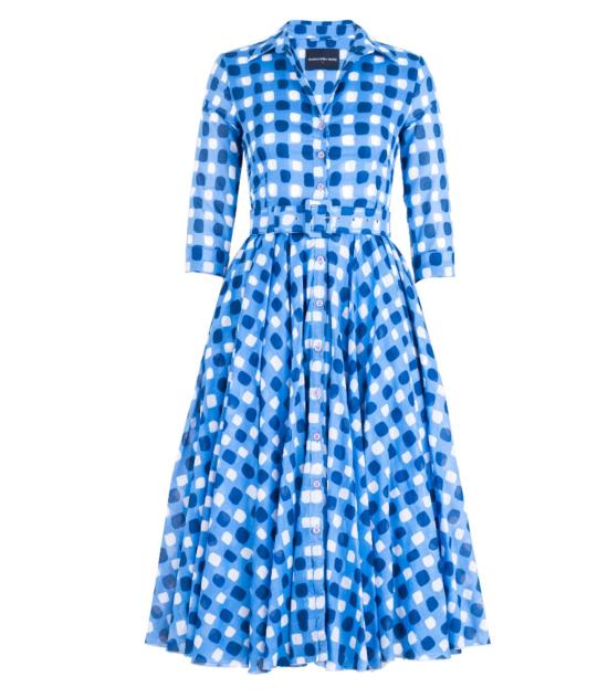  사만다 성 롱 원피스 Samantha Sung Aster 드레스 화이트/스카이 블루