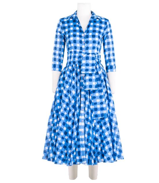  사만다 성 롱 원피스 Samantha Sung Aster 드레스 화이트/스카이 블루 - SAMANTHA SUNG