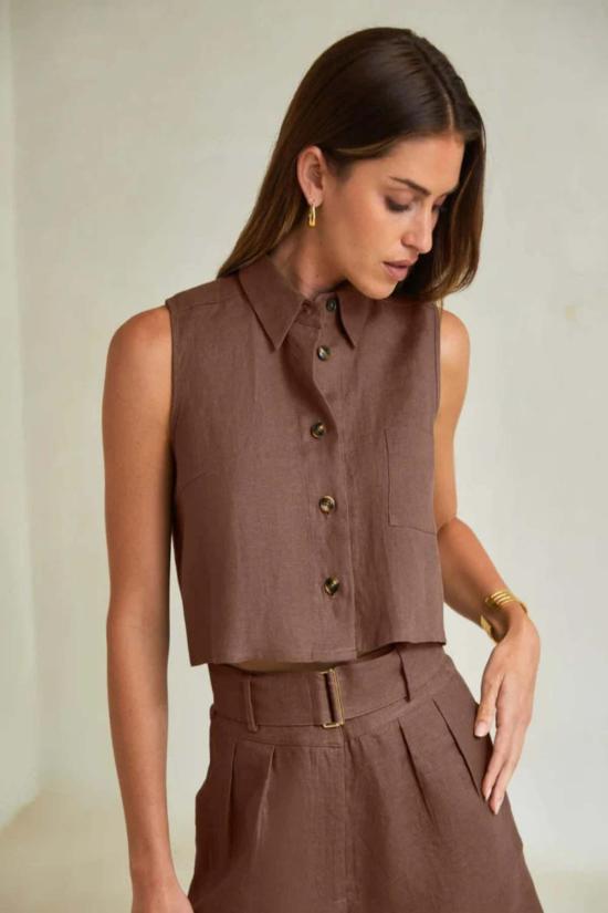  헤브론 민소매 티셔츠 카차  초콜릿