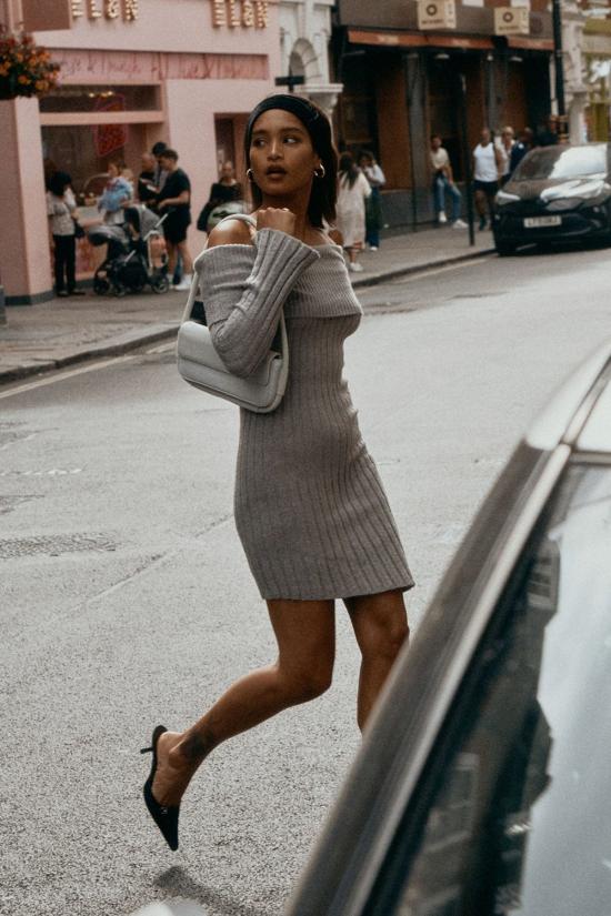  하우스오브써니 숏 원피스 하우스 오브 서니 청키 리브 드레스 스쿨 그레이 - HOUSE OF SUNNY