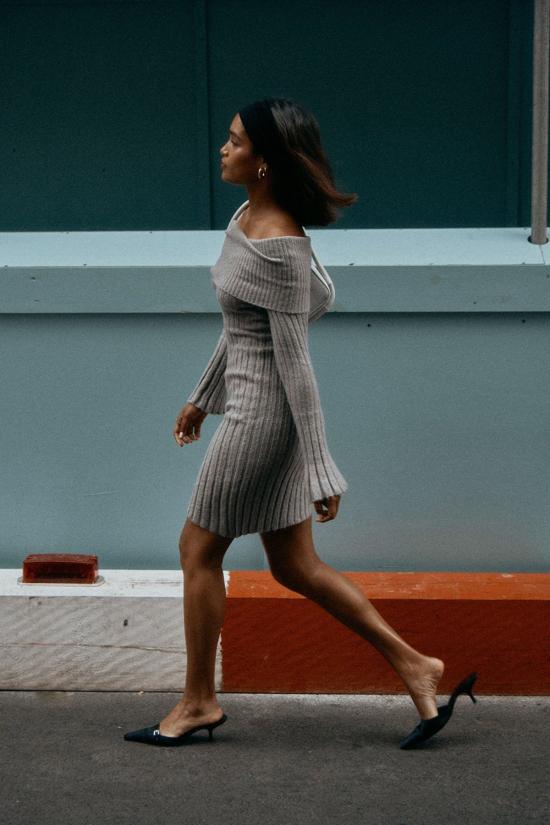  하우스오브써니 숏 원피스 하우스 오브 서니 청키 리브 드레스 스쿨 그레이 - HOUSE OF SUNNY