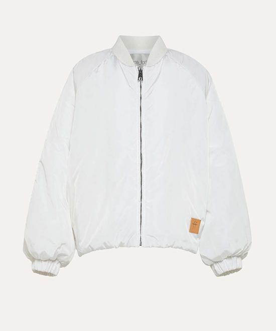  포르테포르테 봄버 자켓 포르테 포르테 패딩 나일론 니트 엣지 봄버 아이보리 - FORTE FORTE