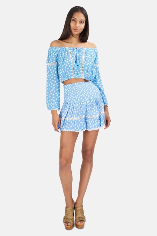  선데이 세인트 트로페즈 민소매 티셔츠 선데이 생트로페 반돌 도트 탑 블루 - SUNDAY SAINT-TROPEZ