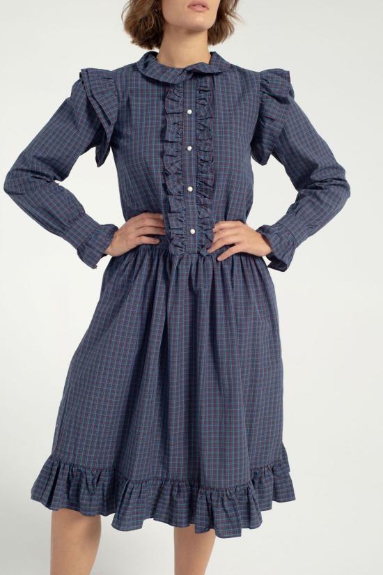  BATSHEVA 숏 원피스 Batsheva 긴팔 클로드 드레스 다르마리스코타 타탄 - OTHER BRANDS