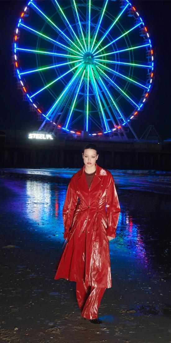  프리스카베라 스트레이트 팬츠 레인웨어 팬츠 크림슨 - PRISCAVERA