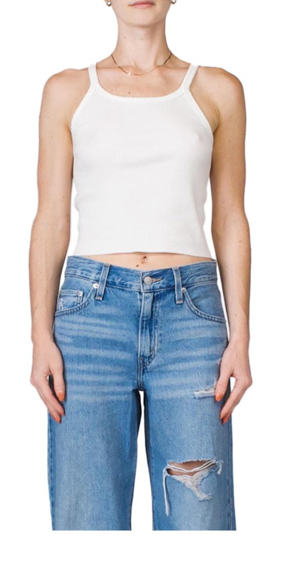  에태르네 민소매 티셔츠 에테르네 크롭드 리브 탱크 아이보리