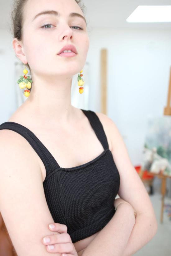  베클리나 이어링 Beklina 이탈리아 핸드페인팅 세라믹  레몬 - BEKLINA